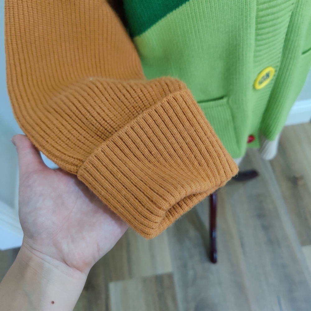 Oversized Color Block Cardigan With Colorful Big … - image 5